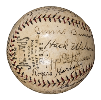 1929 National League Champion Chicago Cubs Team Signed ONL Heydler Baseball With 25 Signatures Including Cuyler & Wilson (Beckett)